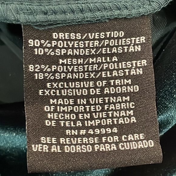 NWT R&M Richards Womens Hunter Green Velvet Cold Shoulder Sparkle Gown SIZE 16 - Picture 11 of 13